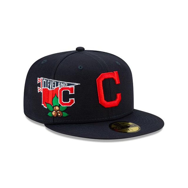 MLB Cleveland Indians City Patch 59Fifty Fitted (MXV0921) - Blue New Era Caps